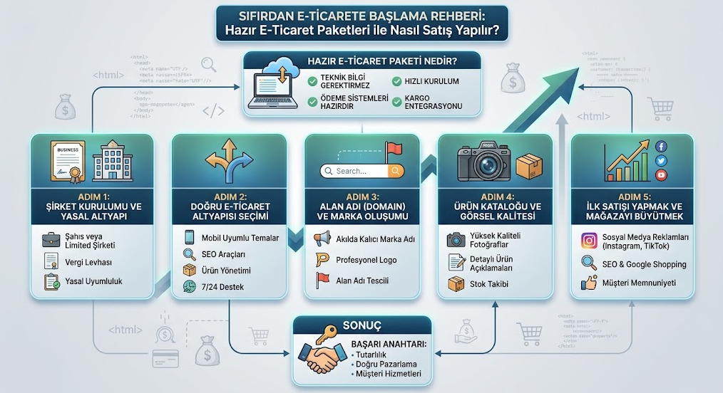 Sıfırdan E-Ticarete Başlama Rehberi: Hazır E-Ticaret Paketleri ile Nasıl Satış Yapılır?